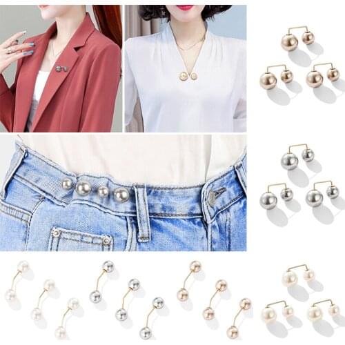 3Pcs/Set Double Pearl Brooch Pins Anti-Fade Exquisite Elegant Brooches For Women Sweater Coat Summer Dress Pearl Pin Fixed Clot