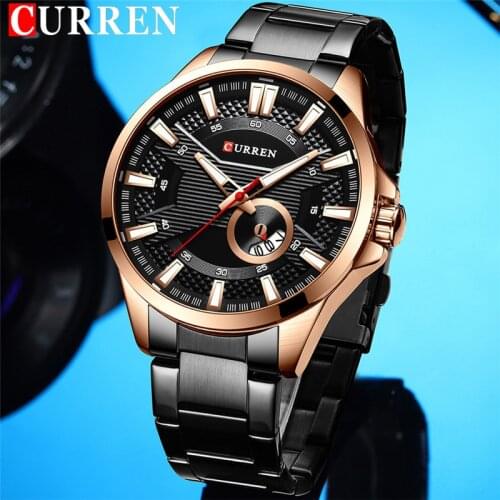 CURREN Sport Men Watch Top Luxury Brand Black Military Business Waterproof Male Clock Stainless Steel Quartz Man Wristwatch 8372
