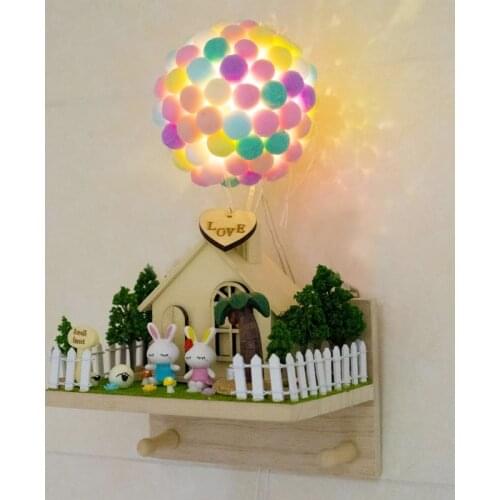 DIY Christmas Flying Wooden Dollhouse Micro Landscape With LED Night Light Kits Wall Hanging Assemble Toys Children Gift Casa