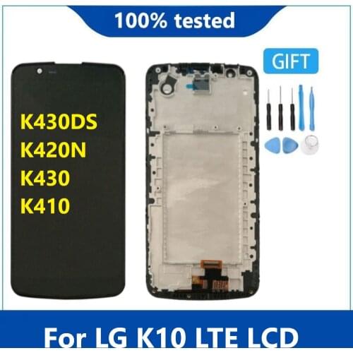 For LG K10 LTE 2016 K410 LCD Display Touch Screen Digitizer Assembly For LG K430DS K420N K430 Phone Parts With Frame