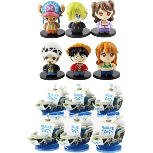 6pcs/lot Action Figures Law Luffy Sanji Nami Chopper Charlotte Pudding Marine Ships Model Toys Anime Birthday Gifts