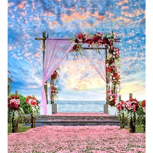 Photographic Camera Backdrop 5x7 Flower Door Sea Blue Sky For Wedding Photo Shoots Camera Photo Studio Background Backdrops