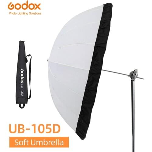 Godox UB-105D 105cm White Parabolic Reflective Transparent Soft Umbrella Studio Light Umbrella with Black Silver Diffuser Cover