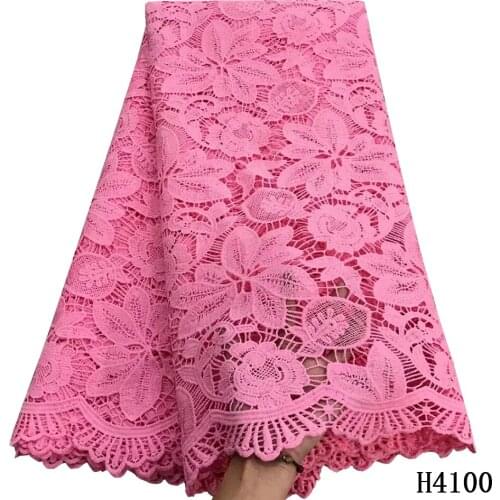 HFX Newest Guipure Lace Nigerian Lace Fabric 2020 High Qaulity African Lace Cord Lace Water Souble For Women Dress 5 yards