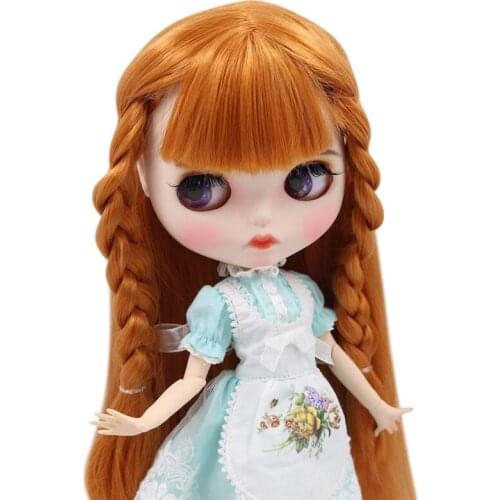 ICY DBS Blyth Doll For Series No.BL0145 Orange Brown hair color Carved lips Matte face customized face Joint body 1/6 bjd