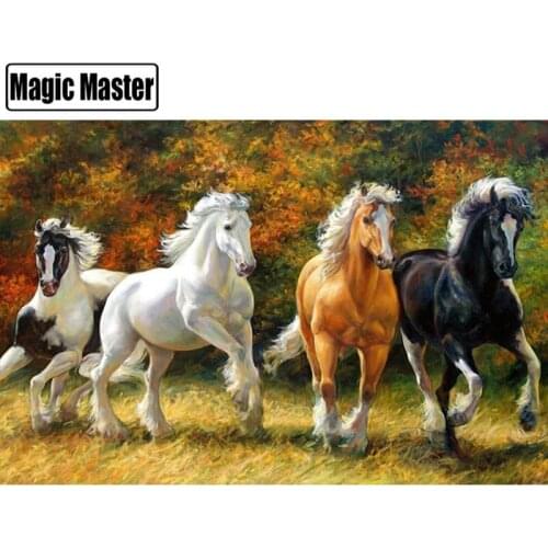 5D diy Round/square diamond painting diamond painting embroidery cross stitch Home Decor diamond mosaic gift Four Horses