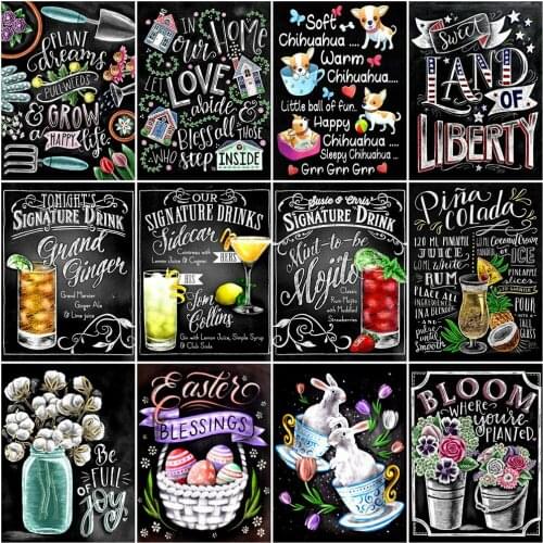 HUACAN DIY Diamond Painting Text Diamond Embroidery Blackboard Full Square Rhinestone Of Picture Cross Stitch Scenery Home Decor