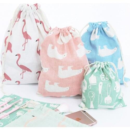 Cotton Linen Storage Bag Set Drawstring Tote Storage Bag Sundries Organizer Hanger Bag Closet Hanging Pocket Pouch Organizer