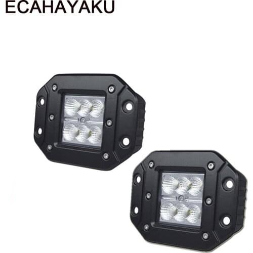 2Pcs Flush mounting 4 inch Square LED Work Light Bar 18w Spot Flood Bumper Light 12V Car-styling for Off-road Trucks 4x4 SUV ATV
