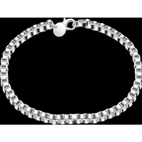 Fashion classic 4MM box chain 925 sterling silver Bracelet for man woman Popular brands jewelry Wedding party Holiday gifts