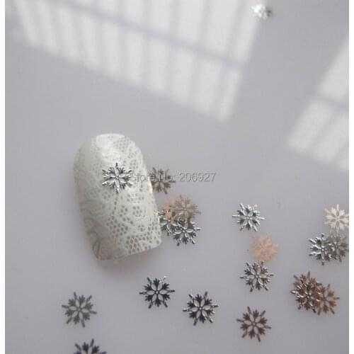 MS173-1 100pcs Silver Cute Snowflake Metal Sticker Nail Art Metal Sticker Nail Art Decoration Non-adhesive Sticker