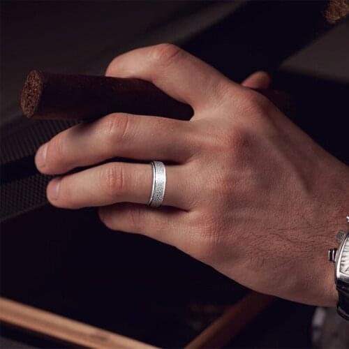 Men Ring Sandblasted Spinner Rings for Mens Stainless Steel Basic 6MM Promise Wedding Band Rose gold/black/Silver/Gold Color