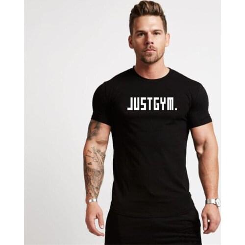 Muscle Guys T Shirts Men Slim Fit Gym Clothing Fitness Bodybuilding Workout Tshirt Man Cotton Sports T-Shirt Men plus size tops