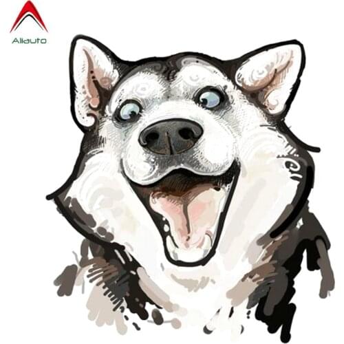 Aliauto Cartoon Car Sticker Dog Erha Husky Funny Waterproof Reflective Decal Auto Accessories Vinyl,13cm*11cm
