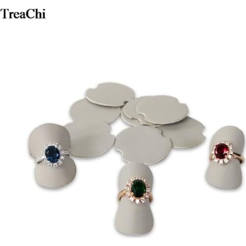 New 25Pcs Grey PU Adjustable 4cm Dia Ring Organizer Storage Exhibitor Sheet Stand Ring Rack Jewelry Ring Holder