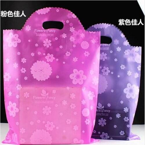 New Arrival Pink / Purple Flower Pattern Gift bag plastic cosmetics bag and packaging Wholesale