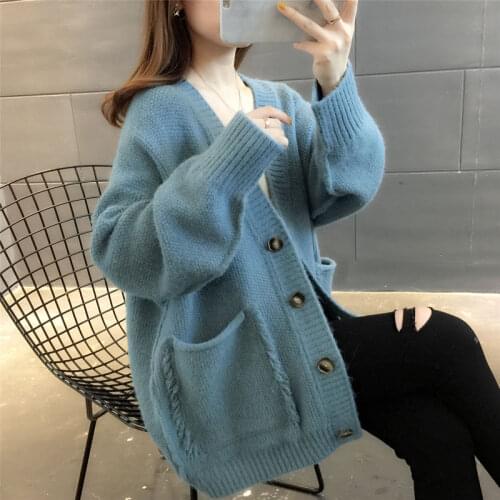 2021 Autumn And Winter Knitwear Sweater Coat Casual Knit Jacket Sweater For Women With long sleeve Cardigans V-Neck Letters H32