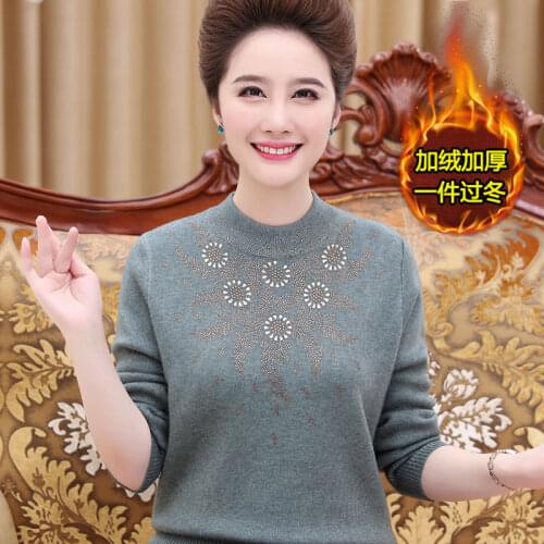 Autumn Winter Sweater Middle-Aged Women Turtleneck Sweater Thick Warm Plus Size Fashion Women Noble Pullover Knitted Tops W2271