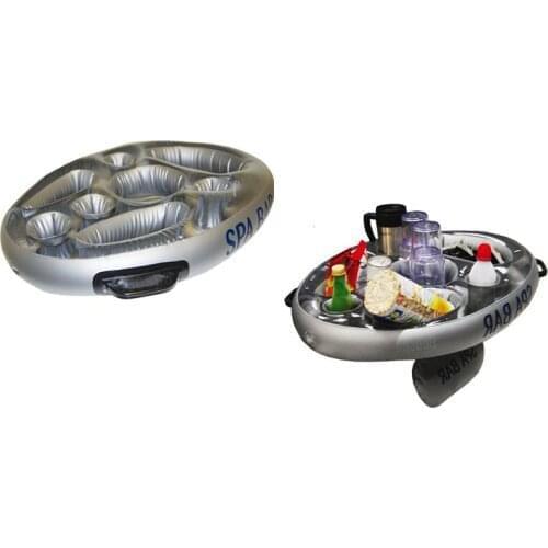 Promotional foldable inflatable hot tub pool floating refreshment inflatable snacks serving bar tray snacks wine tray