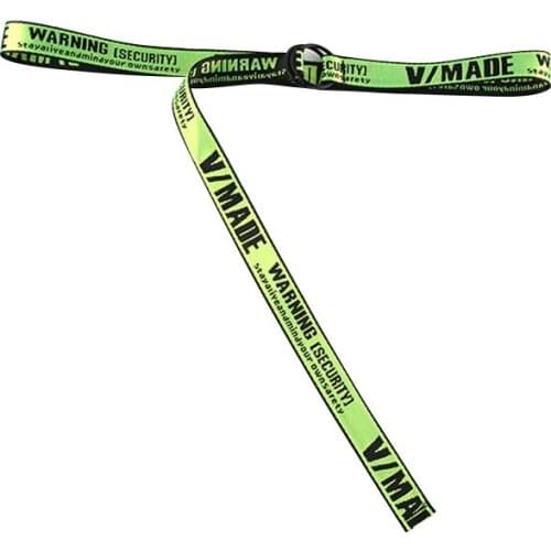 Unisex fashion letter long canvas belt teenager punk style double ring buckle belt adult jeans trousers waistband accessories