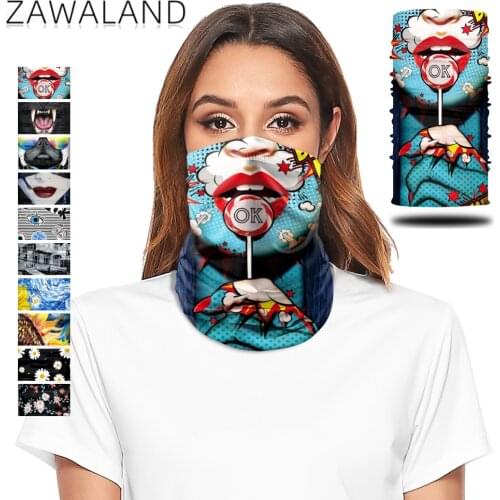 Zawaland Adult Outdoor Scarf Neck Big Mouth Series Dustproof Half Face Bandana Flower Print Tubular Scarves For Women Men