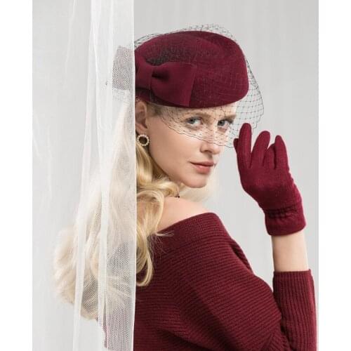 Lady Fedoras Hat Girls Fashion Wool Hats Female New Winter Hat Women Fashion Party Cap Woolen Fleece Cap Adjust A04