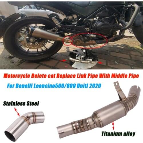 Motorcycle Link Tubes Middle Pipe Set Conneting 51MM Tail Exhaust Silencer Pipe For Benelli Leoncino500/800 Until 2020