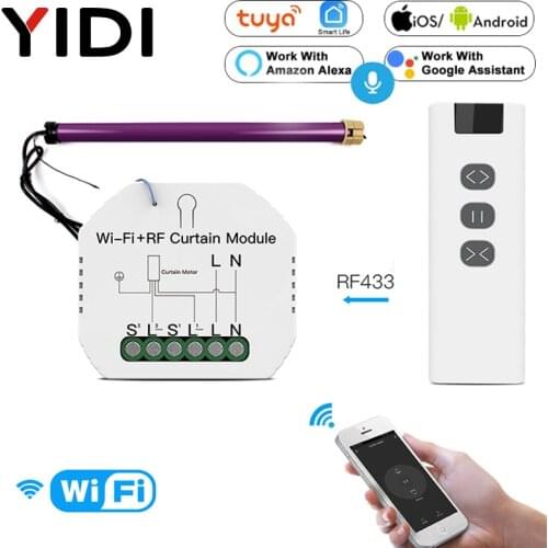 DIY RF433 WiFi Smart Curtain Switch Module Tuya Voice Wireless Control Electric Roller Blinds Shutter Motor Switch Breaker Alexa