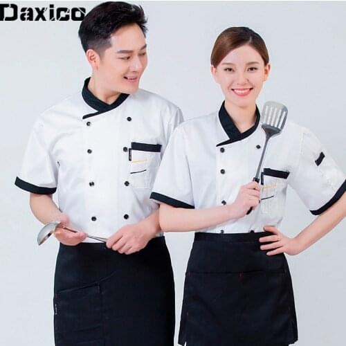 Summer Breathable Restaurant Chef Jacket Man Cafe Kichen Waiter Uniform Double Breasted Sushi Bakery Catering Cooking Clothes