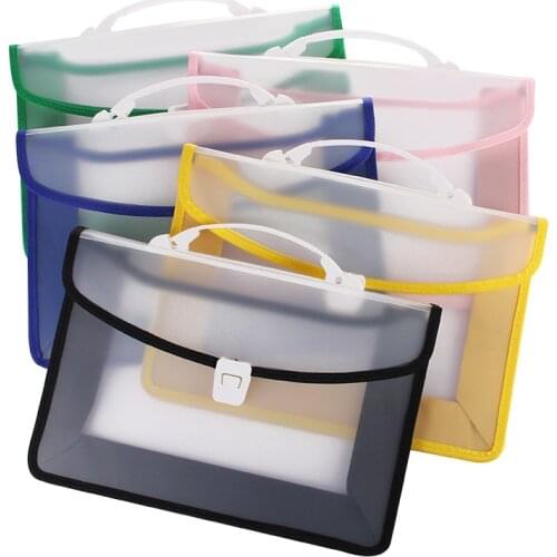 A4 Large Capacity Heavy Weight Portable Blank Space Edging Plastic File Bag PP Test Paper File Storage Bag Big File Folder