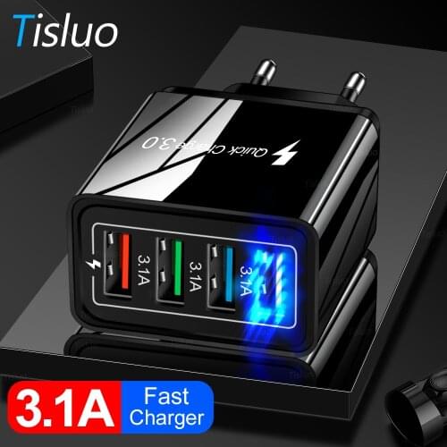 Tisluo 3.1A USB Charger Quick Charger 3.0 For iphone 8 Samsung Tablet EU US Plug Wall Mobile Phone Charger Adapter Fast Charging
