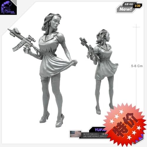 1/35 Resin Figure model kits Beauty Resin Model Female self-assembled AH-08