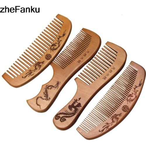 1 Pc Natural Peach Wood Hair Comb Close Teeth Anti-static Head Massage Hair Care Wooden Tools Beauty Accessories
