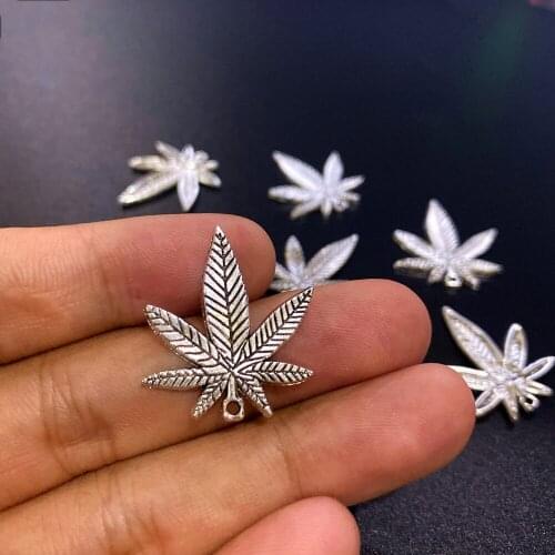 10pcs 25x22mm Maple Leaf Charms Antiuqe Silver Color Tone Accessories Pendants Bracelet Making DIY Necklace Handmade Jewelry