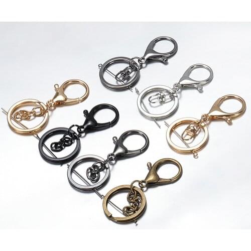 10pcs 30mm Split Key Ring Rhodium/Antique Bronze Classic Lobster Clasp Key Hook Chain For Jewelry Making DIY Keychains Supplies
