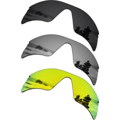 SmartVLT 3 Pieces Polarized Sunglasses Replacement Lenses for Oakley Radar Range Black & Silver Titanium & 24K Gold