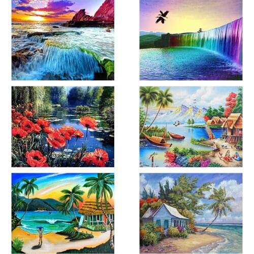 5D Diamond Painting DIY Landscape Sandy pattern Mosaic Diamond Embroidery Full crystal Cross Stitch kit Home decoration gift