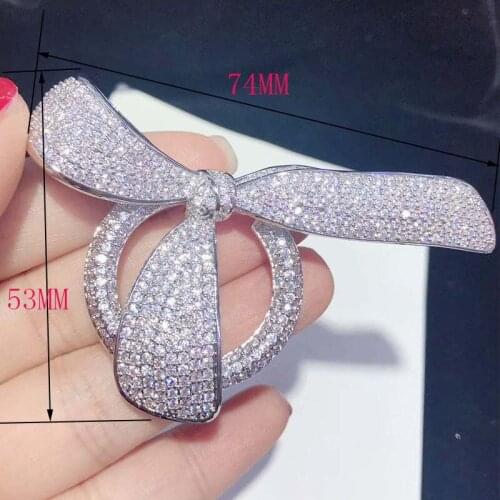 74x53mm Womens High Qualit bow CZ-inlaid Pearl Bracelet Buckle, necklace buckle, sweater chain connection buckle