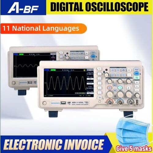 A-BF Digital Oscilloscope 200MHz 110MHz 2 Channels 1GSa/s Portable Real Time Sample Rate Color Screen Oscilloscope