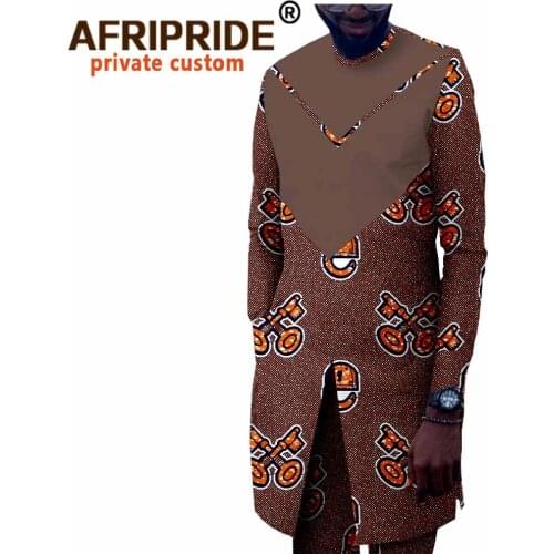 African Clothing for Men Print Coats and Trousers Suit Wax Attire Bazin Riche Ankara Clothes Dashiki Outfits Outwear A2016032