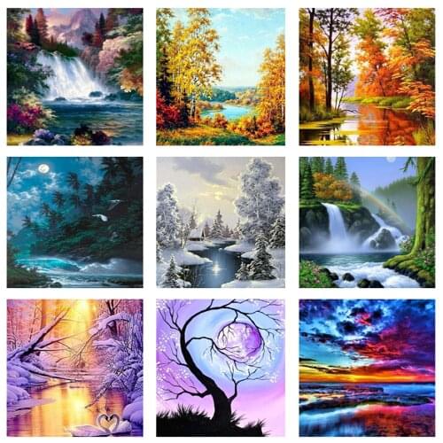 Diamond Painting Forest Diamond Mosaic Landscape Picture Embroidery Exquisite Home Room Decor DIY Full Round Drill Painting Gift