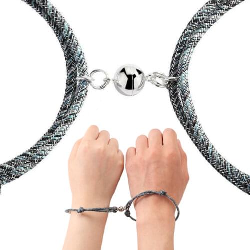 2Pcs Couple Bracelet Friendship Rope Braided Distance Magnetic Attract Eachother Chinese Idioms Wrist Chain Jewelry Lover Kit