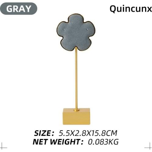 Gray Flower Metal Microfiber Jewelry Display Stand For Femal Earring Necklace Showcase Jewellery Holder Base Bracket Detachable