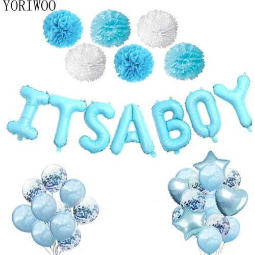 YORIWOO Its A Boy Party Latex Balloon Confetti 1st Birthday Party Decorations Kids Baby Shower Boy Babyshower Baby Gender Reveal