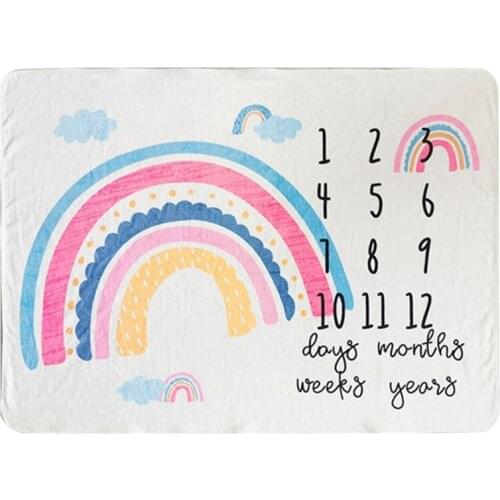 Baby Monthly Record Growth Milestone Blanket Newborn Cute Animal Pattern Cloth Dropship