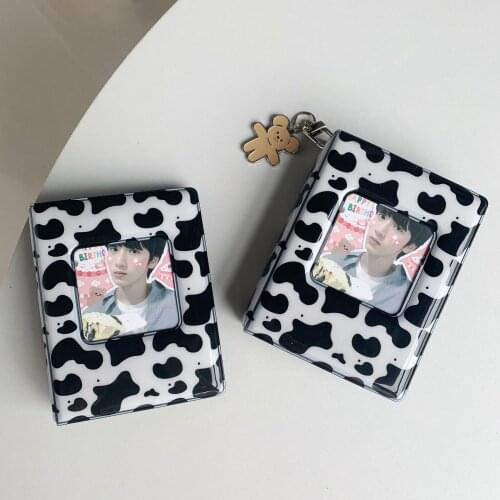 3 Inches Photo Album Card Holder Receipt Storage Cow Pattern 32 Pocket Photo Holder Polaroid Card Bag Photocard Holder