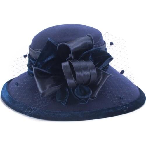 Lawliet Womens Velvet Wool Felt Floppy Wide Brim Dress Wedding Church Bridal Hat A509