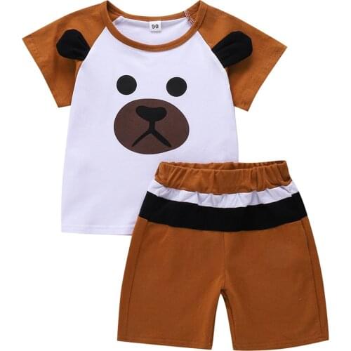 Summer Baby Clothing Set Bear Printing Kids Clothes Tops Pants Set Baby Boy Short Sleeve Outfits Kids Children Casual Clothing