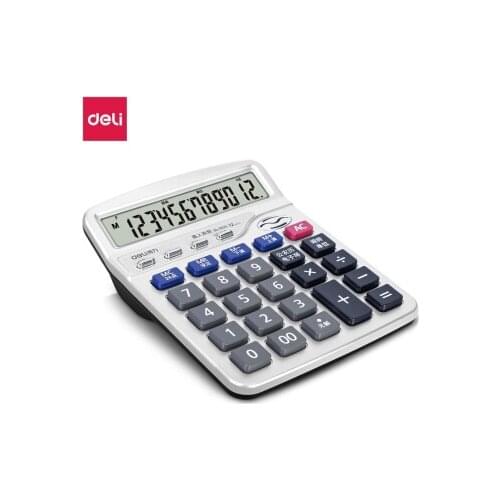 Deli 1525 Calculator 12 Bit multi-Function Voice Calculator Desktop Financial Office With Big Buttons