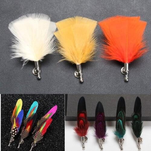 Fashion men feathers brooch Decorative lapel pin suit Broochespins Men women for Wedding party gift